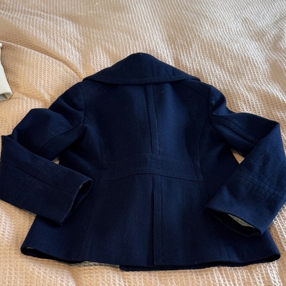 J Crew Wool Blend Short Navy Women's Pea Coat - Picture 5 of 8